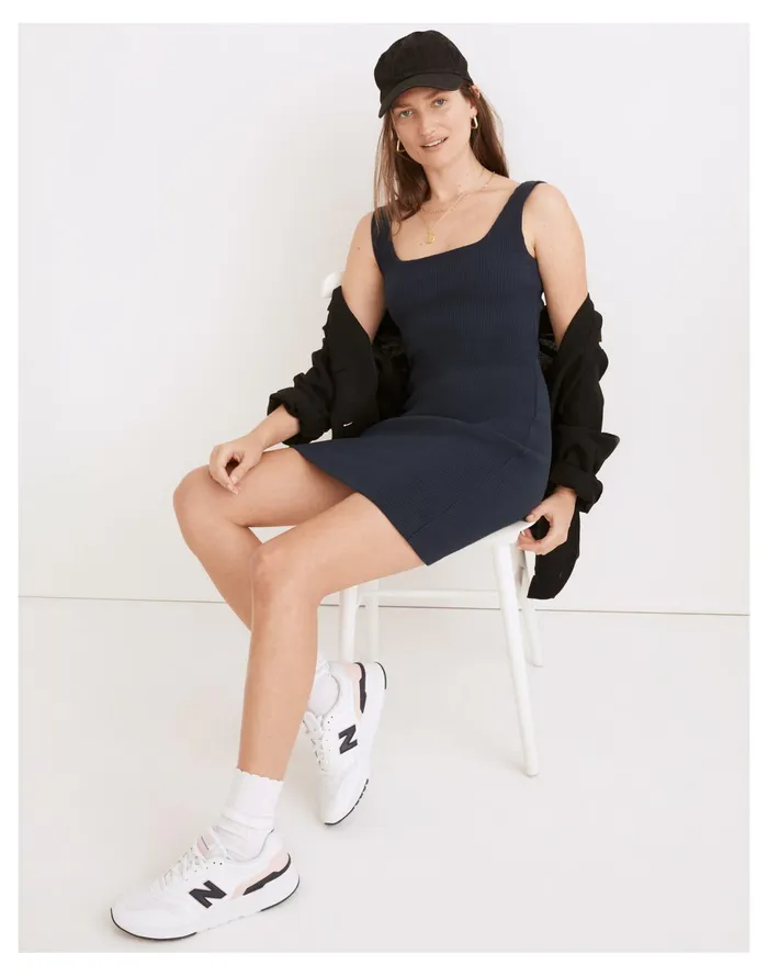 Women Ribbed Knit Bodycon Mini Dress Dark Nightfall Madewell Dresses Women Ribbed Knit Bodycon Mini Dress Dark Nightfall Madewell Dresses
