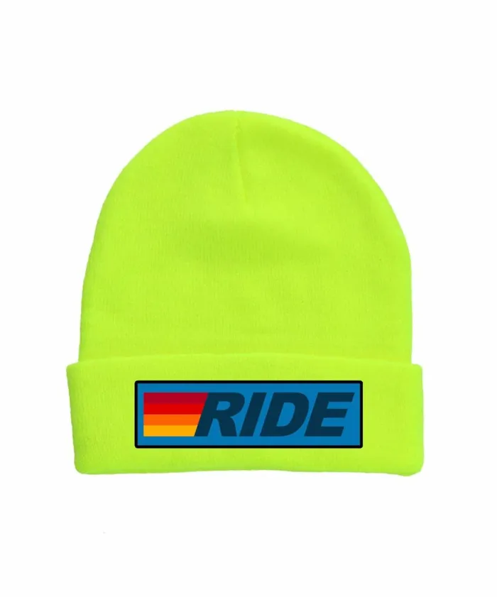 Women RIDE LOGO BEANIE 8211 NEON YELLOW Aviator Nation Beanies