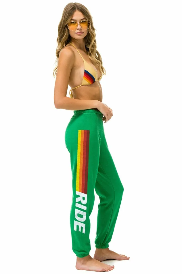 Women RIDE LOGO WHITE SWEATPANTS 8211 KELLY GREEN Aviator Nation Sweatpants