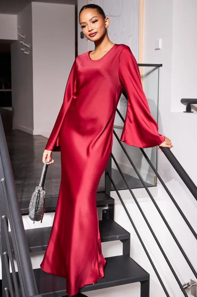 Women Robe Ample Satine Bordeaux Bordeaux Brentiny Paris Short Dresses