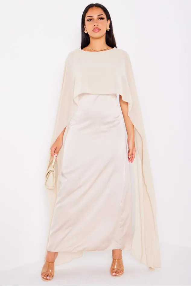 Women Robe Beige Ample Satine Empicement Voile Beige Brentiny Paris Short Dresses Women Robe Beige Ample Satine Empicement Voile Beige Brentiny Paris Short Dresses