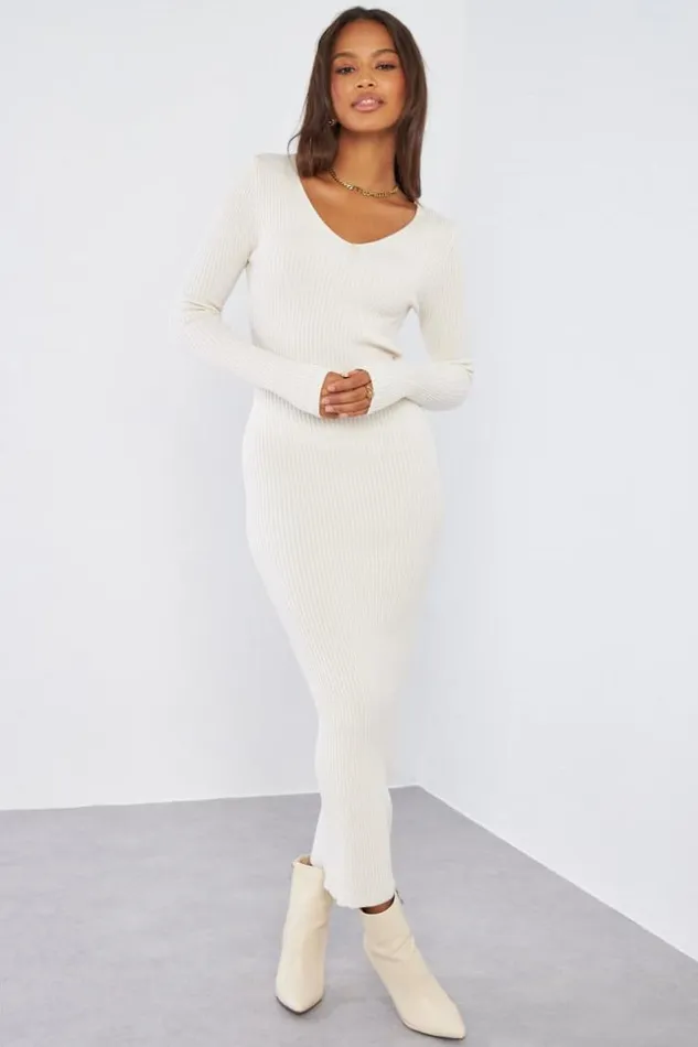 Women Robe Longue Beige Basic Moulante Beige Brentiny Paris Short Dresses