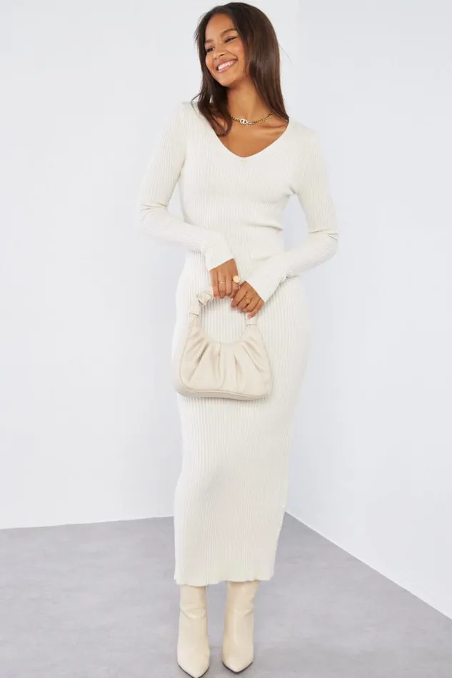 Women Robe Longue Beige Basic Moulante Beige Brentiny Paris Short Dresses