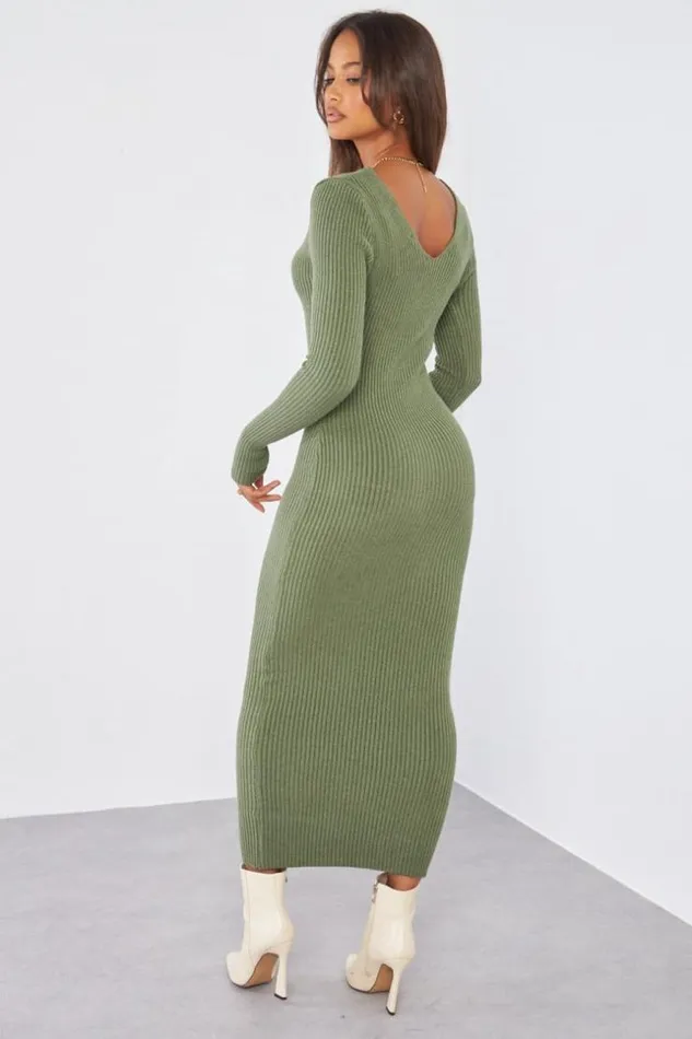 Women Robe Longue Kaki Basic Moulante Khaki Brentiny Paris Short Dresses