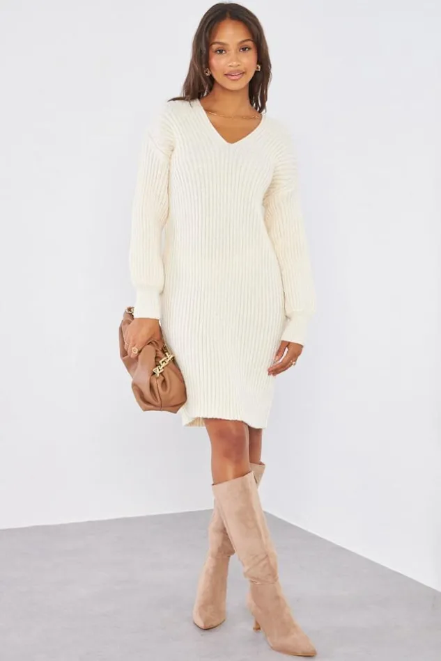 Women Robe Pull Beige Courte Beige Brentiny Paris Short Dresses