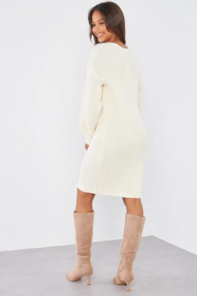 Women Robe Pull Beige Courte Beige Brentiny Paris Short Dresses