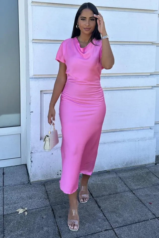 Women Robe Rose Longue Satine Pink Brentiny Paris Ceremonial Outfits