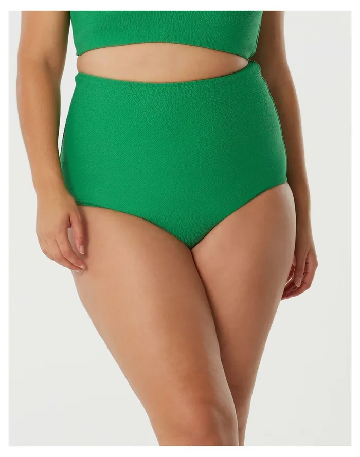 Women SAINT SOMEBODY Sky High Textured Bikini Bottom Green Madewell Swim