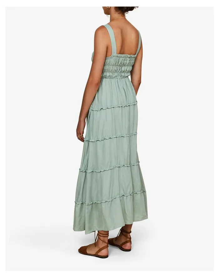 Women Sancia Akima Tiered Maxi Dress Turquoise Madewell Dresses