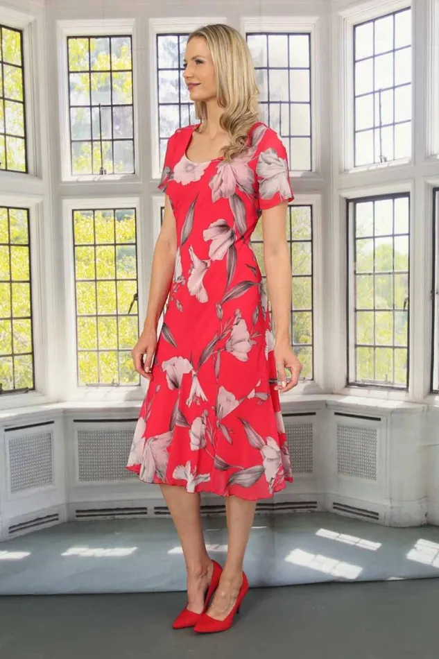 Women Scarlet Julianna Floral Print Chiffon Dress Roman Occasionwear