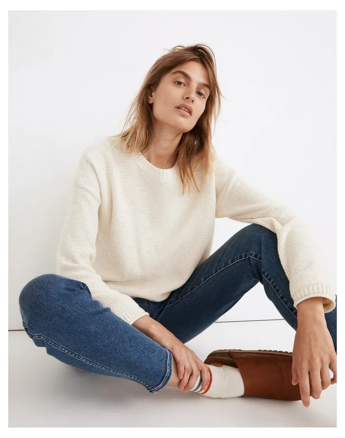 Women Seagrove Pullover Sweater Antique Cream Madewell Sweaters