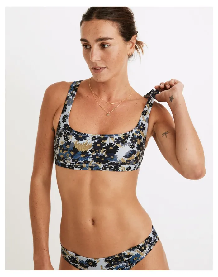 Women Second Wave Balconette Bikini Top In Daisy Reverie Dusty Pool Madewell Swim