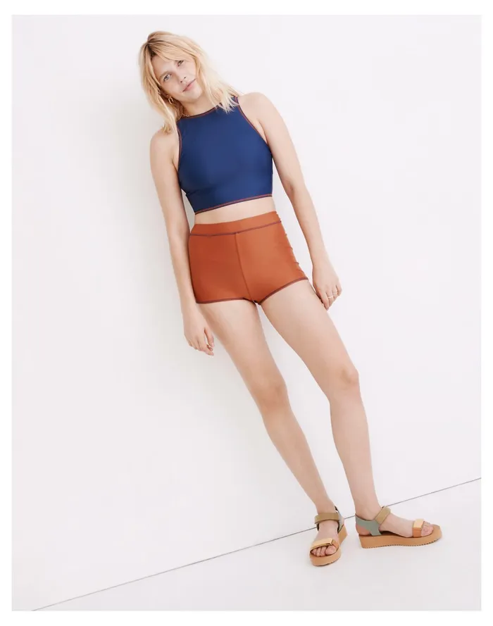 Women Second Wave High Neck Longline Bikini Top Nightfall Madewell Swim