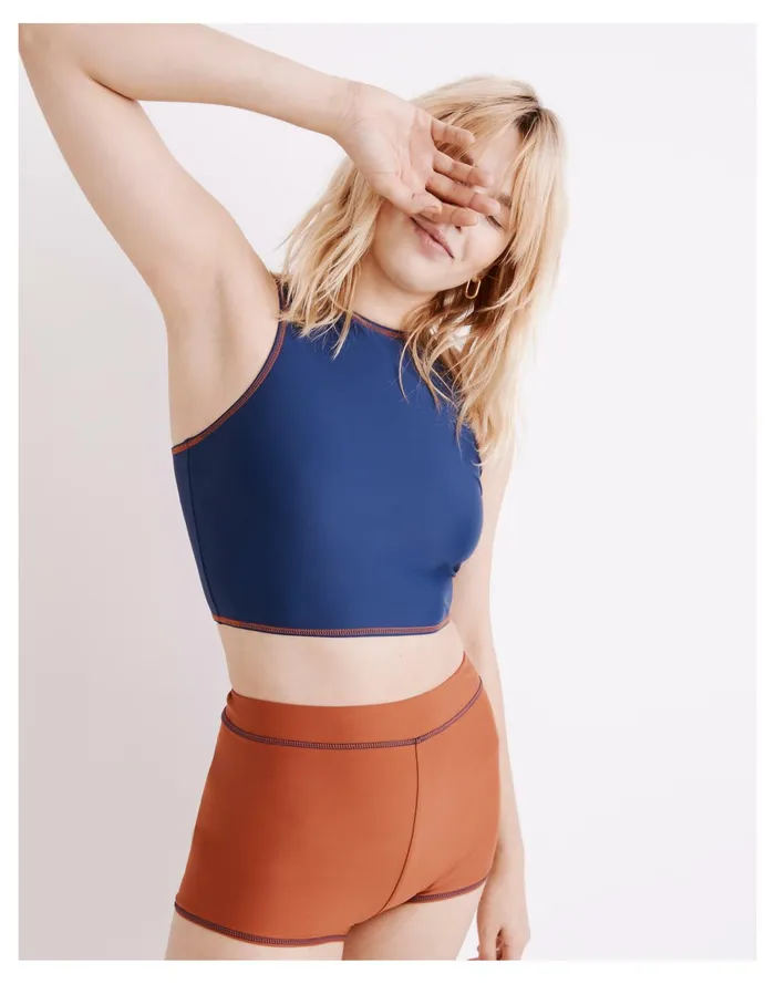 Women Second Wave High Neck Longline Bikini Top Nightfall Madewell Swim Women Second Wave High Neck Longline Bikini Top Nightfall Madewell Swim