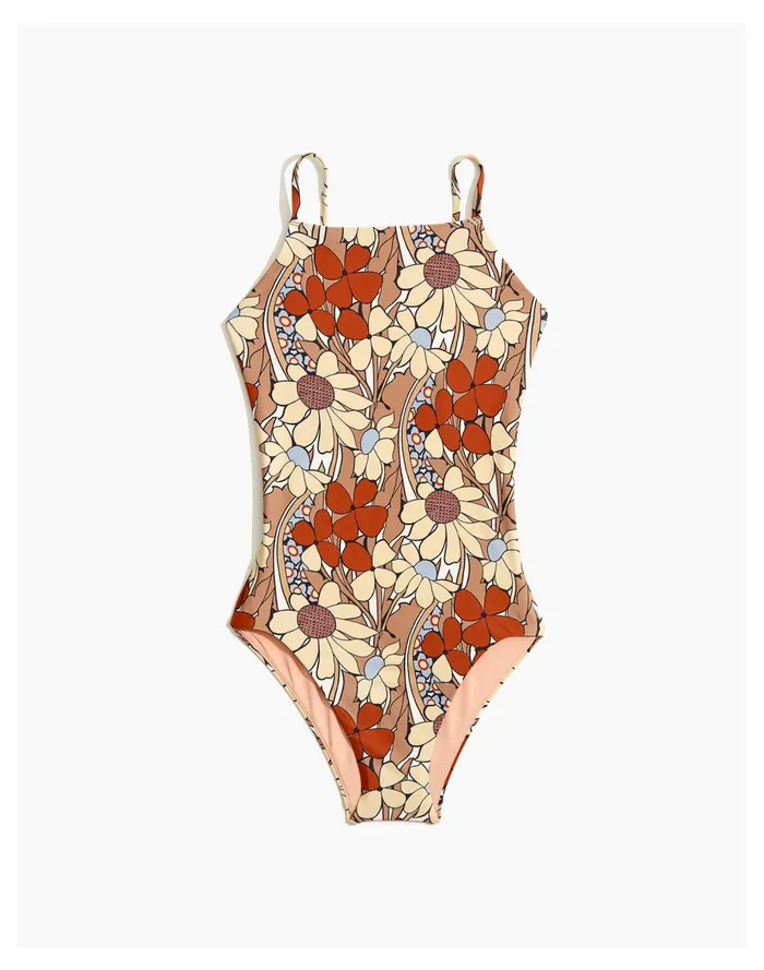 Women Second Wave High Neck One Piece Swimsuit In Daydream Floral Faded Earth Madewell Swim Women Second Wave High Neck One Piece Swimsuit In Daydream Floral Faded Earth Madewell Swim