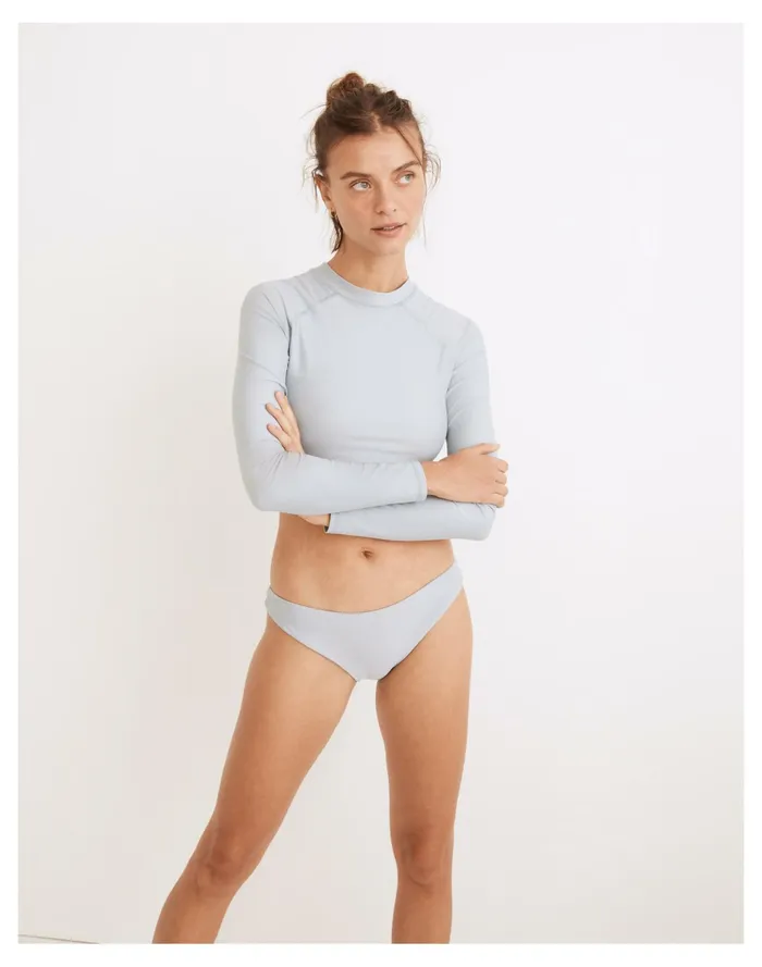 Women Second Wave Long Sleeve Crop Rash Guard Dusty Pool Madewell Swim Women Second Wave Long Sleeve Crop Rash Guard Dusty Pool Madewell Swim