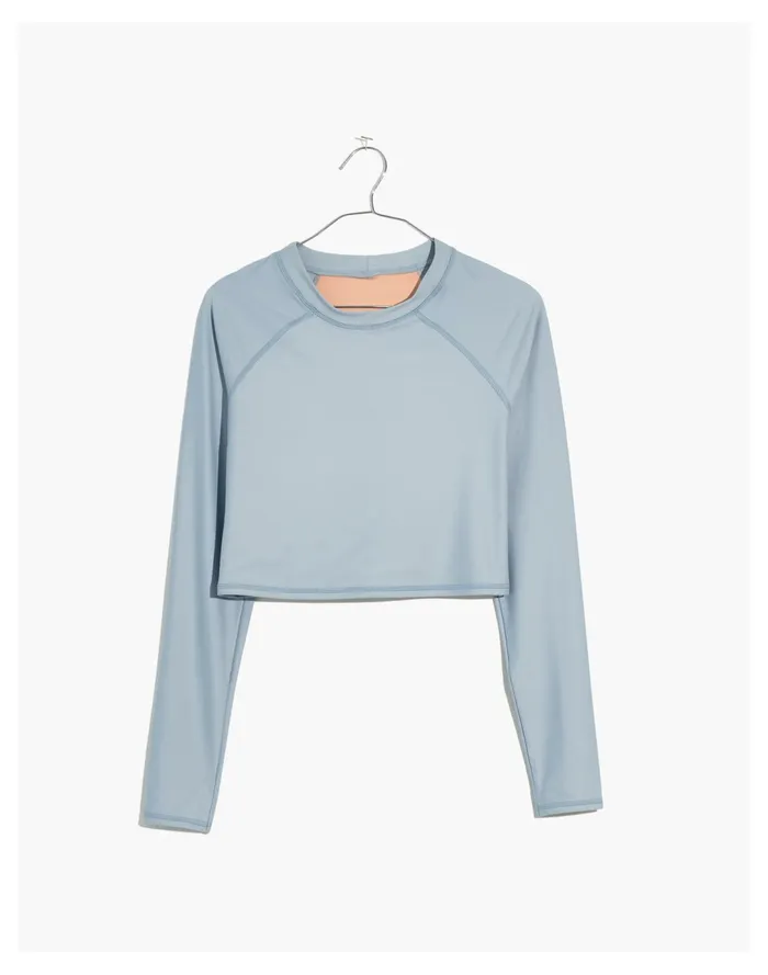Women Second Wave Long Sleeve Crop Rash Guard Dusty Pool Madewell Swim Women Second Wave Long Sleeve Crop Rash Guard Dusty Pool Madewell Swim