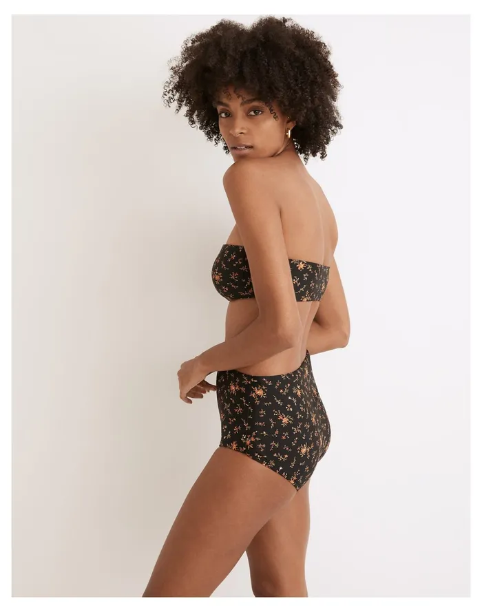 Women Second Wave Retro High Waisted Bikini Bottom In Fresh Sprigs True Black Madewell Swim Women Second Wave Retro High Waisted Bikini Bottom In Fresh Sprigs True Black Madewell Swim