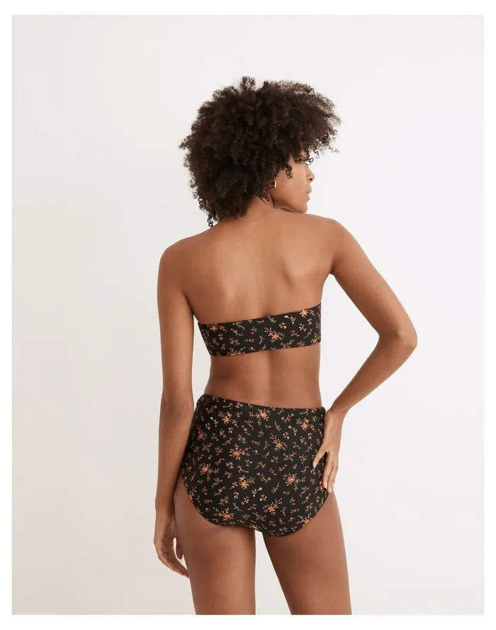 Women Second Wave Retro High Waisted Bikini Bottom In Fresh Sprigs True Black Madewell Swim Women Second Wave Retro High Waisted Bikini Bottom In Fresh Sprigs True Black Madewell Swim