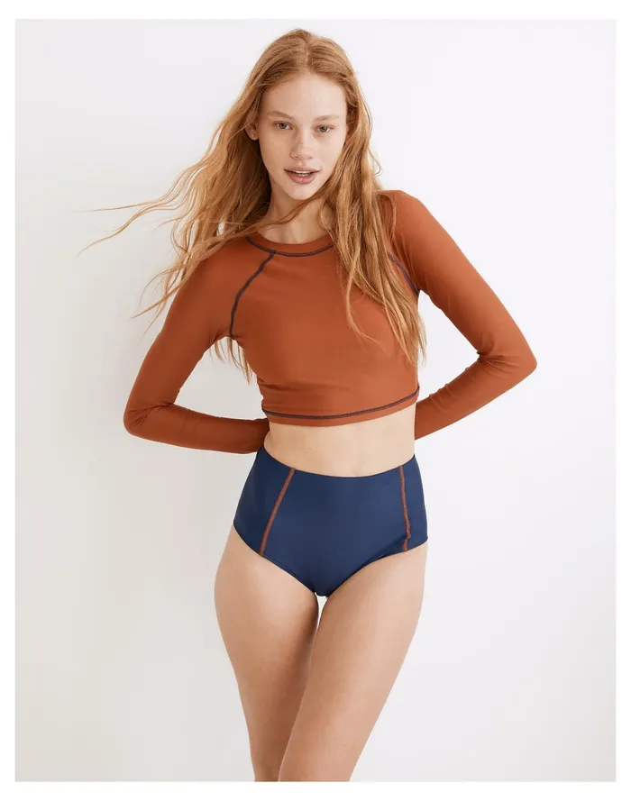 Women Second Wave Retro High Waisted Bikini Bottom Nightfall Madewell Swim