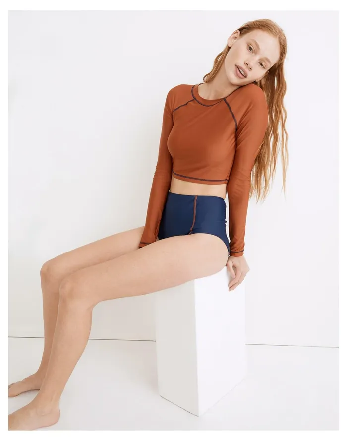 Women Second Wave Retro High Waisted Bikini Bottom Nightfall Madewell Swim Women Second Wave Retro High Waisted Bikini Bottom Nightfall Madewell Swim
