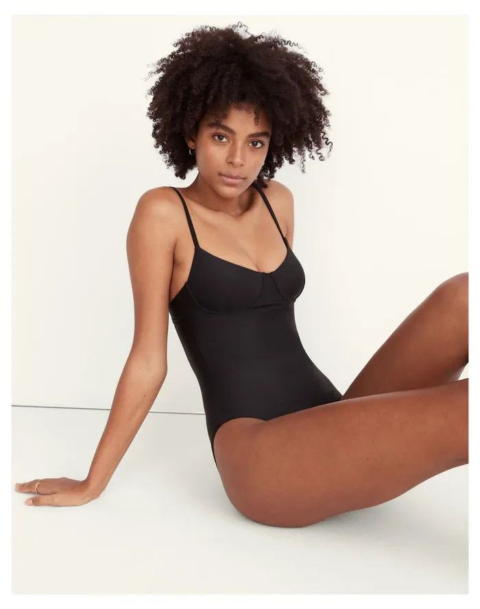 Women Second Wave Seamed One Piece Swimsuit True Black Madewell Swim