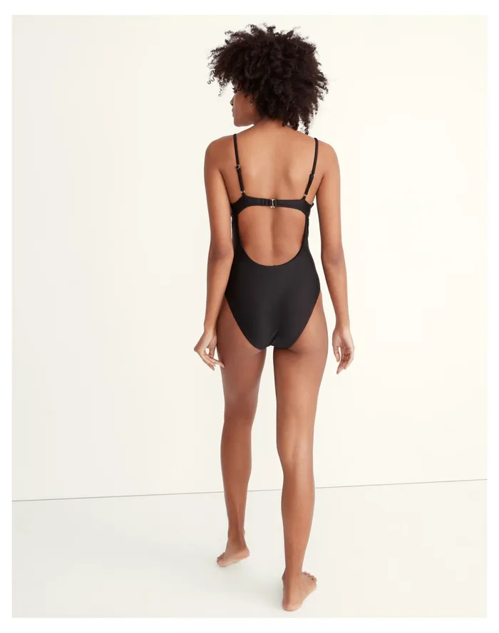 Women Second Wave Seamed One Piece Swimsuit True Black Madewell Swim Women Second Wave Seamed One Piece Swimsuit True Black Madewell Swim