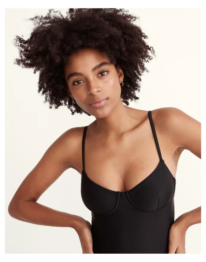 Women Second Wave Seamed One Piece Swimsuit True Black Madewell Swim Women Second Wave Seamed One Piece Swimsuit True Black Madewell Swim