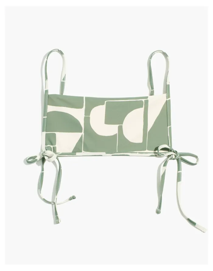 Women Second Wave Side Tie Bikini Top In Mod Shapes Frosted Willow Madewell Swim Women Second Wave Side Tie Bikini Top In Mod Shapes Frosted Willow Madewell Swim