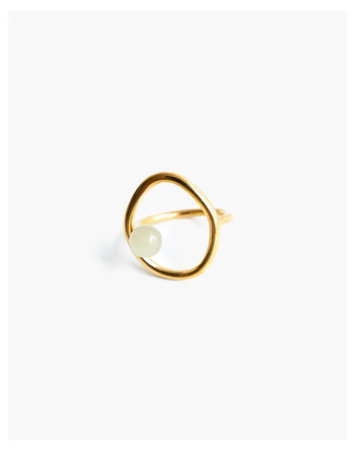 Women Seree Cosmos Jade Bead Gold Statement Ring Light Green Madewell Rings Women Seree Cosmos Jade Bead Gold Statement Ring Light Green Madewell Rings