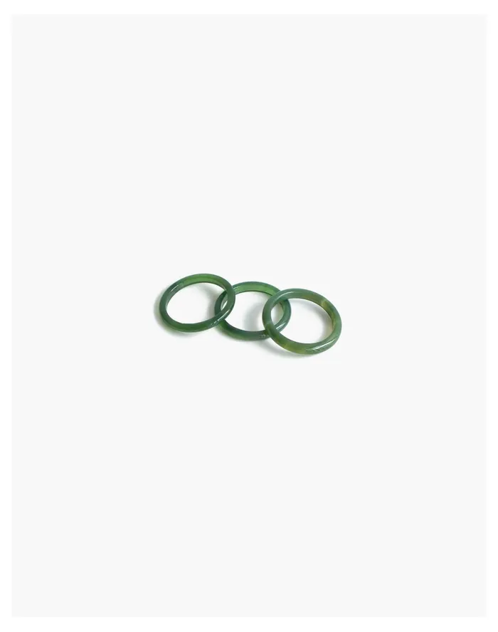 Women Seree Forest Green Jade Skinny Stacking Rings Dark Green Madewell Rings
