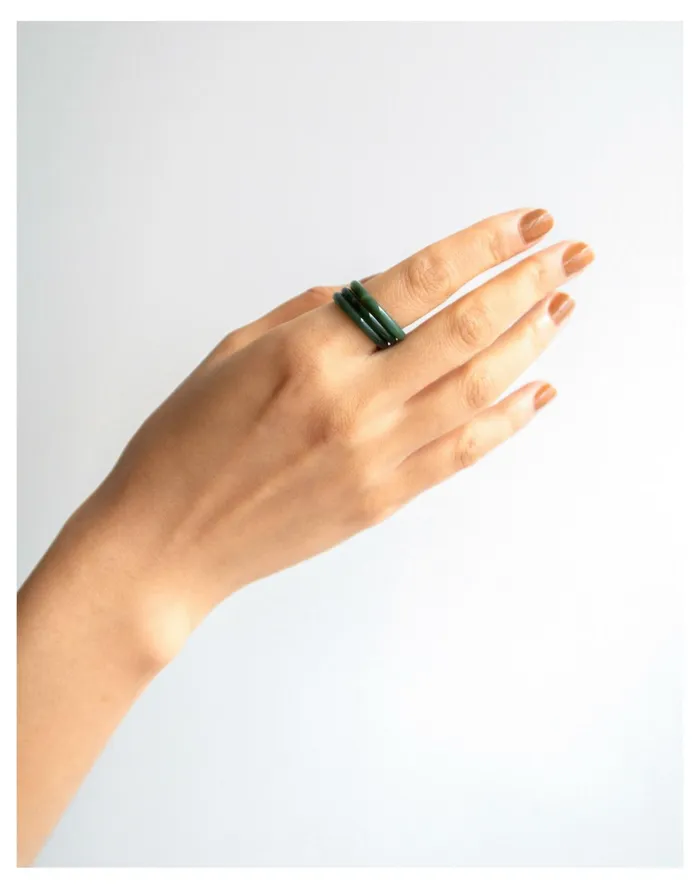 Women Seree Forest Green Jade Skinny Stacking Rings Dark Green Madewell Rings Women Seree Forest Green Jade Skinny Stacking Rings Dark Green Madewell Rings