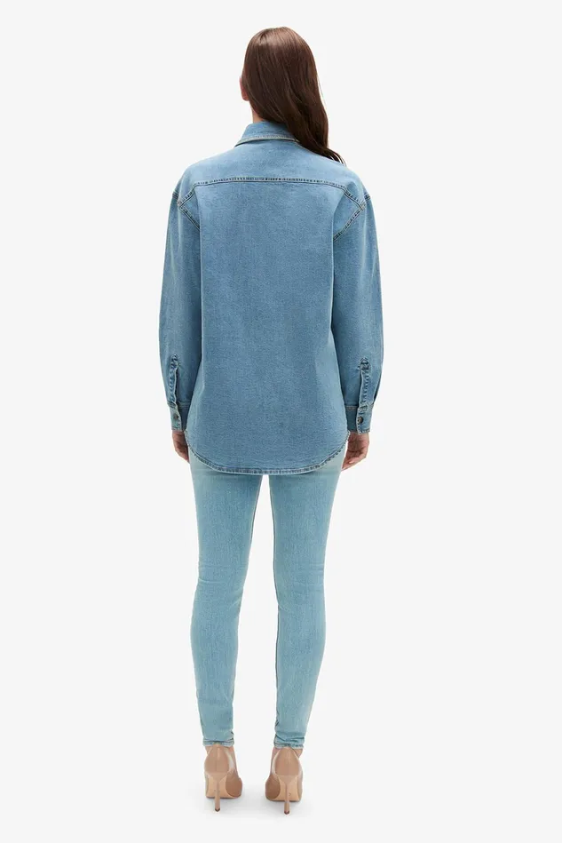 Women Shirts and Blouses Bardot Oversized Denim Shirt In Acid Acid Women Shirts and Blouses Bardot Oversized Denim Shirt In Acid Acid