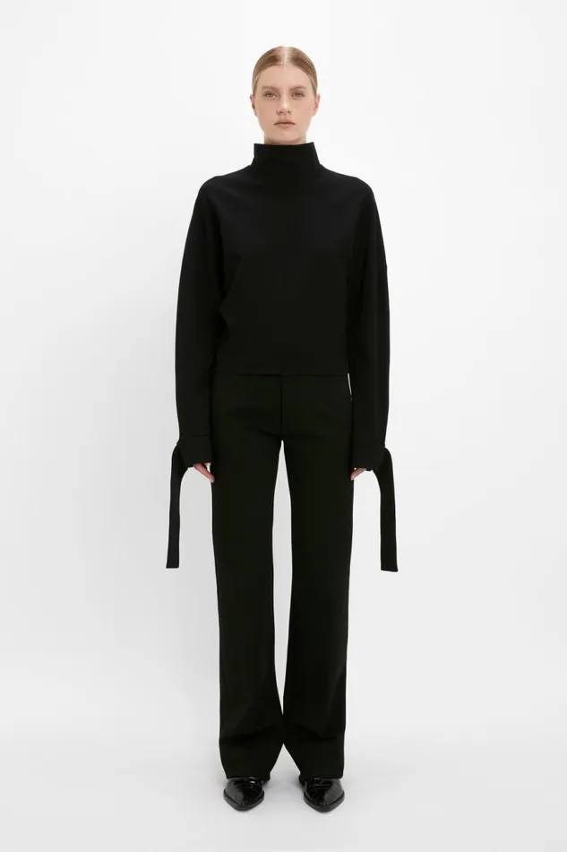 Women Shirts and Tops Victoria Beckham Tie Sleeve Ponti Top In Black