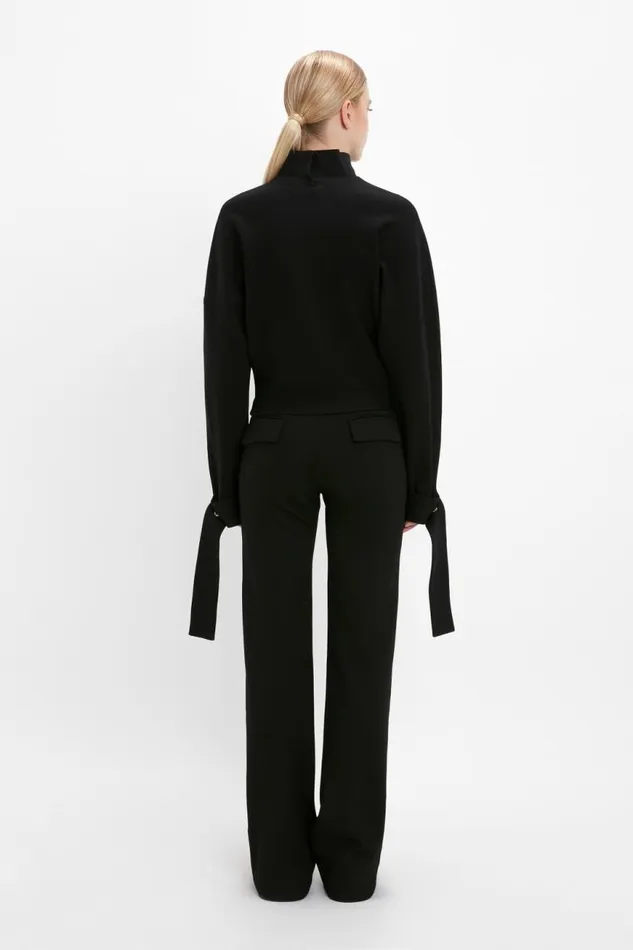 Women Shirts and Tops Victoria Beckham Tie Sleeve Ponti Top In Black