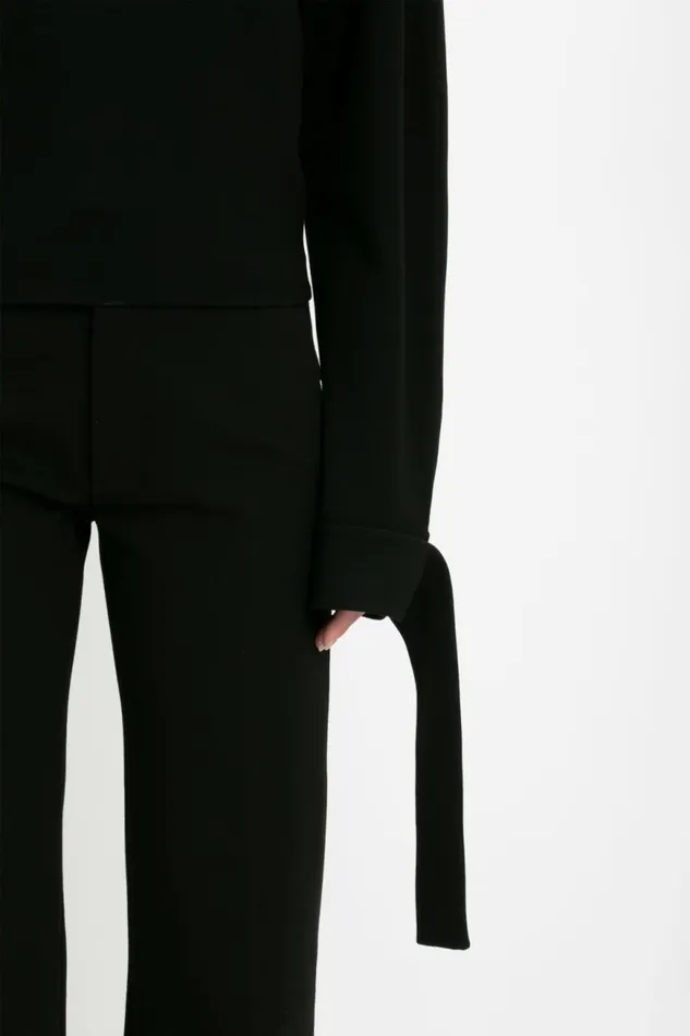 Women Shirts and Tops Victoria Beckham Tie Sleeve Ponti Top In Black