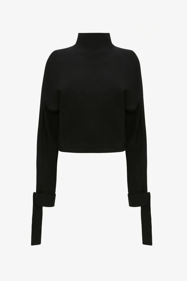 Women Shirts and Tops Victoria Beckham Tie Sleeve Ponti Top In Black