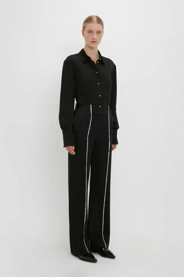 Women Shirts and Tops Victoria Beckham Waistcoat Detail Shirt In Black