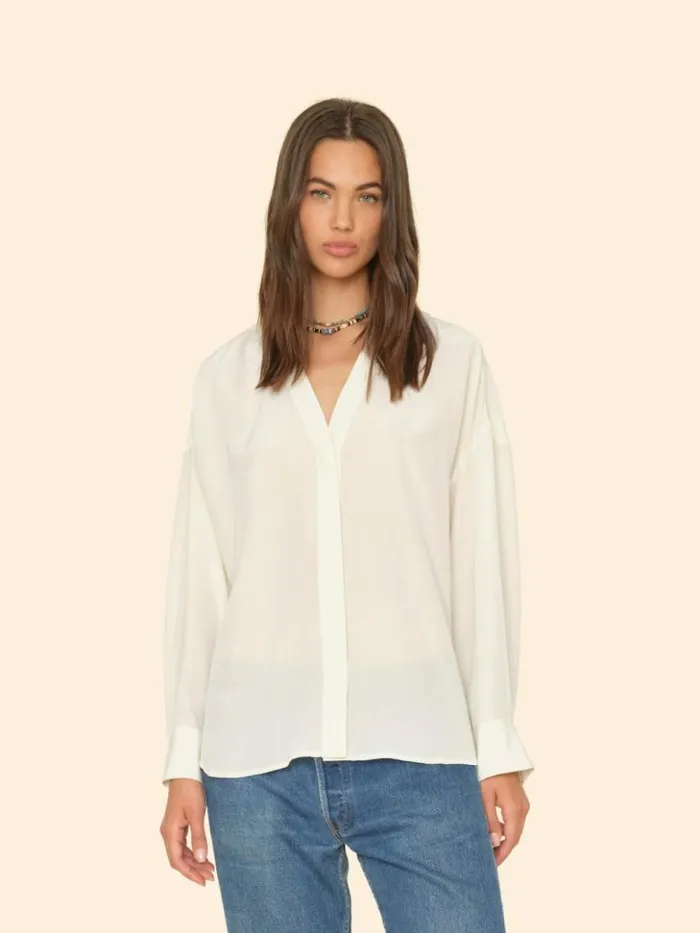 Women Shirts Xirena White Agate Frances Silk Shirt