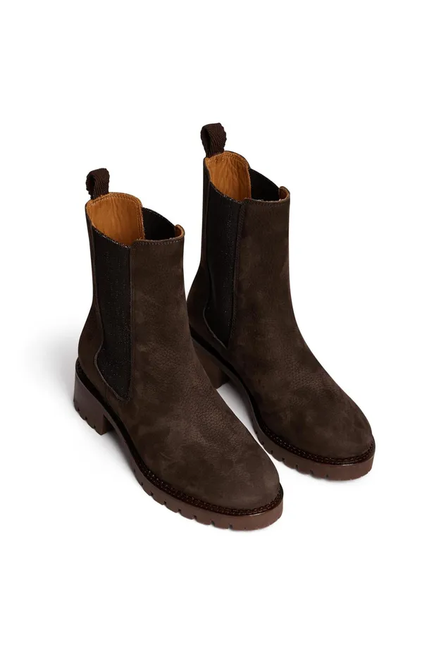 Women Shoes Lysette Ours Bottines En Cuir Marron Des Petits Hauts Shoes and Socks
