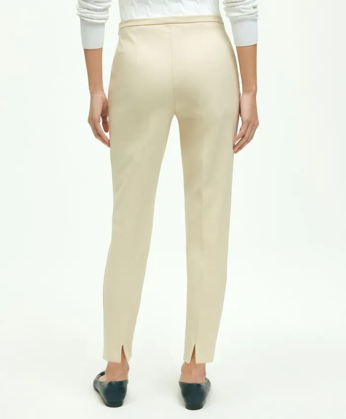 Women SideZip Stretch Cotton Pant Oatmeal Brooks Brothers Pants and Skirts