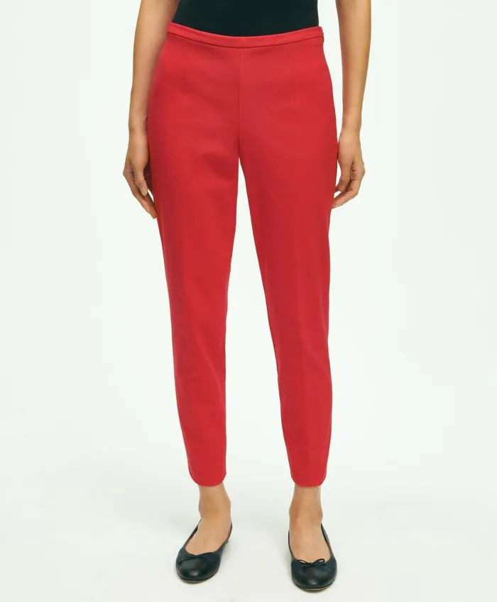 Women SideZip Stretch Cotton Pant Red Brooks Brothers Pants and Skirts