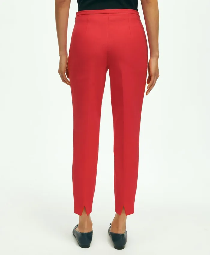 Women SideZip Stretch Cotton Pant Red Brooks Brothers Pants and Skirts