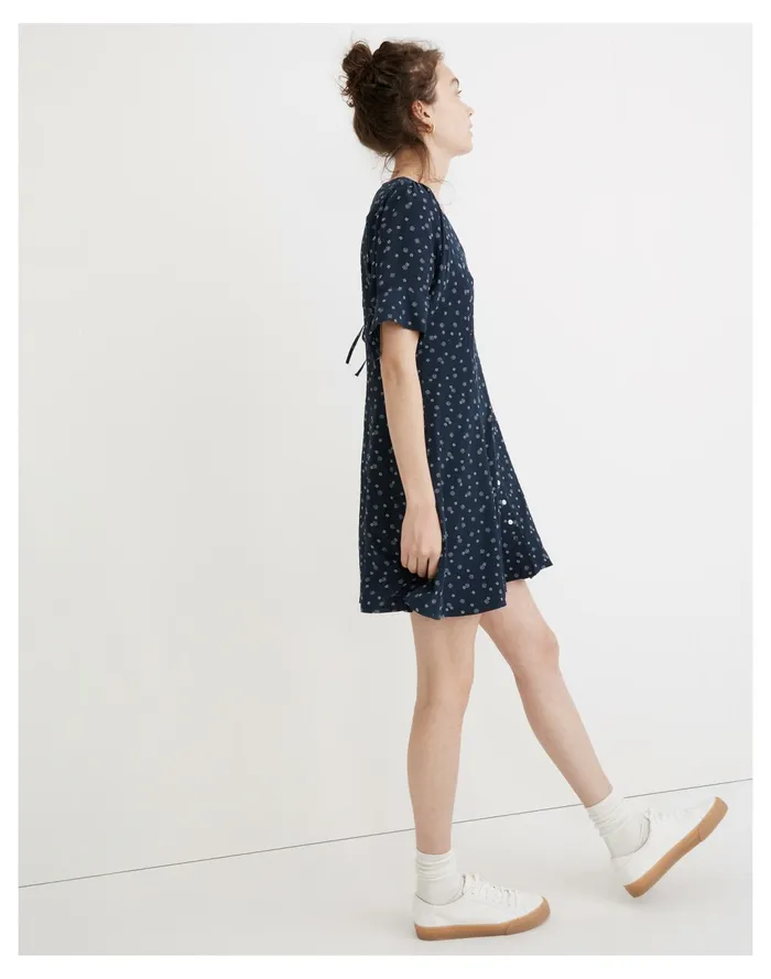 Women Silk Button Front Mini Dress In Bandana Flower Twilight Madewell Dresses Women Silk Button Front Mini Dress In Bandana Flower Twilight Madewell Dresses