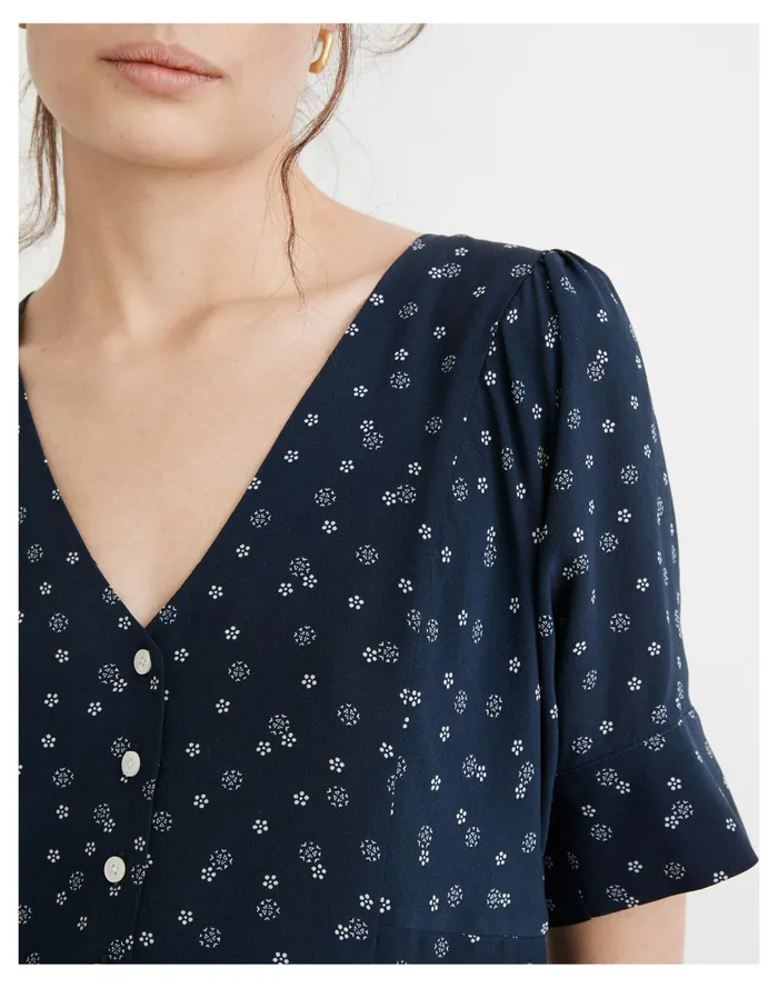 Women Silk Button Front Mini Dress In Bandana Flower Twilight Madewell Dresses Women Silk Button Front Mini Dress In Bandana Flower Twilight Madewell Dresses