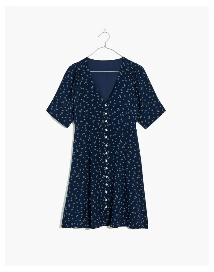 Women Silk Button Front Mini Dress In Bandana Flower Twilight Madewell Dresses Women Silk Button Front Mini Dress In Bandana Flower Twilight Madewell Dresses