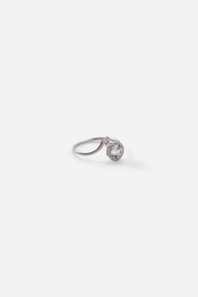 Women Silver Adjustable Cubic Zirconia Ring Roman Jewellery