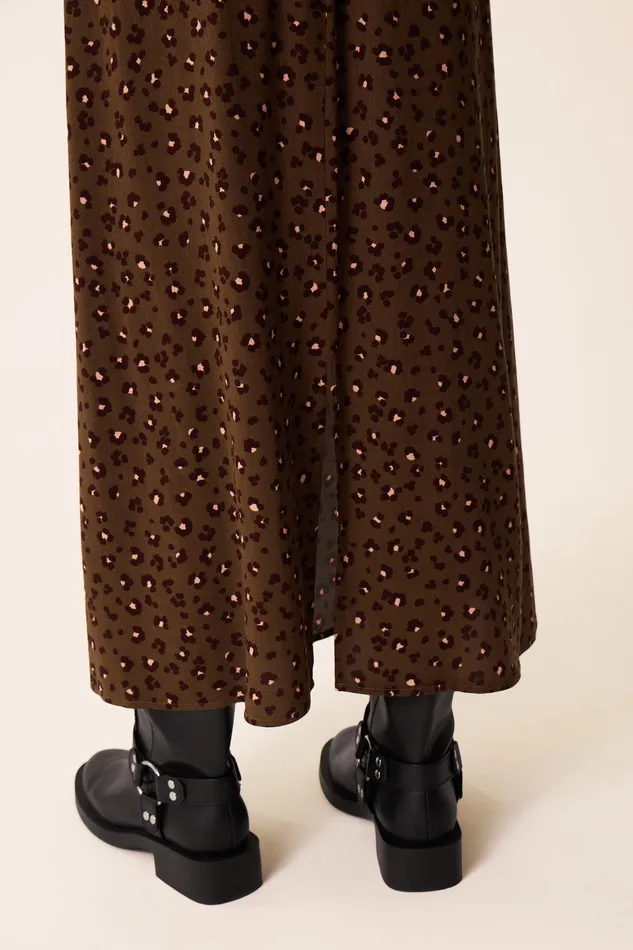 Women Skirt Solita Leo Kaki Jupe Longue Viscose Kaki Des Petits Hauts Dresses and Skirts