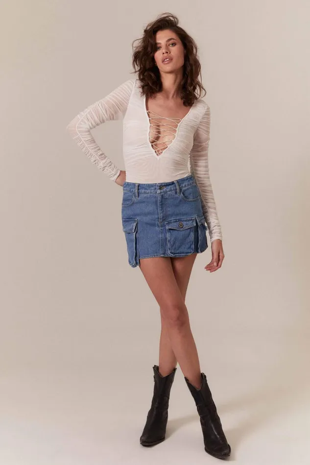 Women Skirts Bardot Zerah Cargo Skirt In Vintage Blue Vintage Blue Women Skirts Bardot Zerah Cargo Skirt In Vintage Blue Vintage Blue