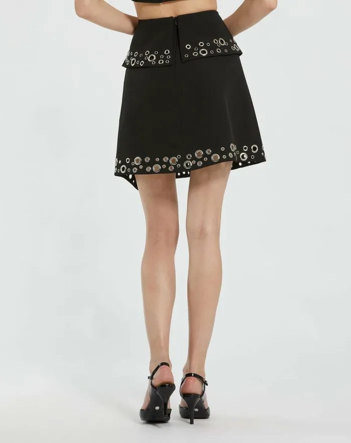 Women Skirts Mac Duggal Crepe Grommet Mini Skirt Black